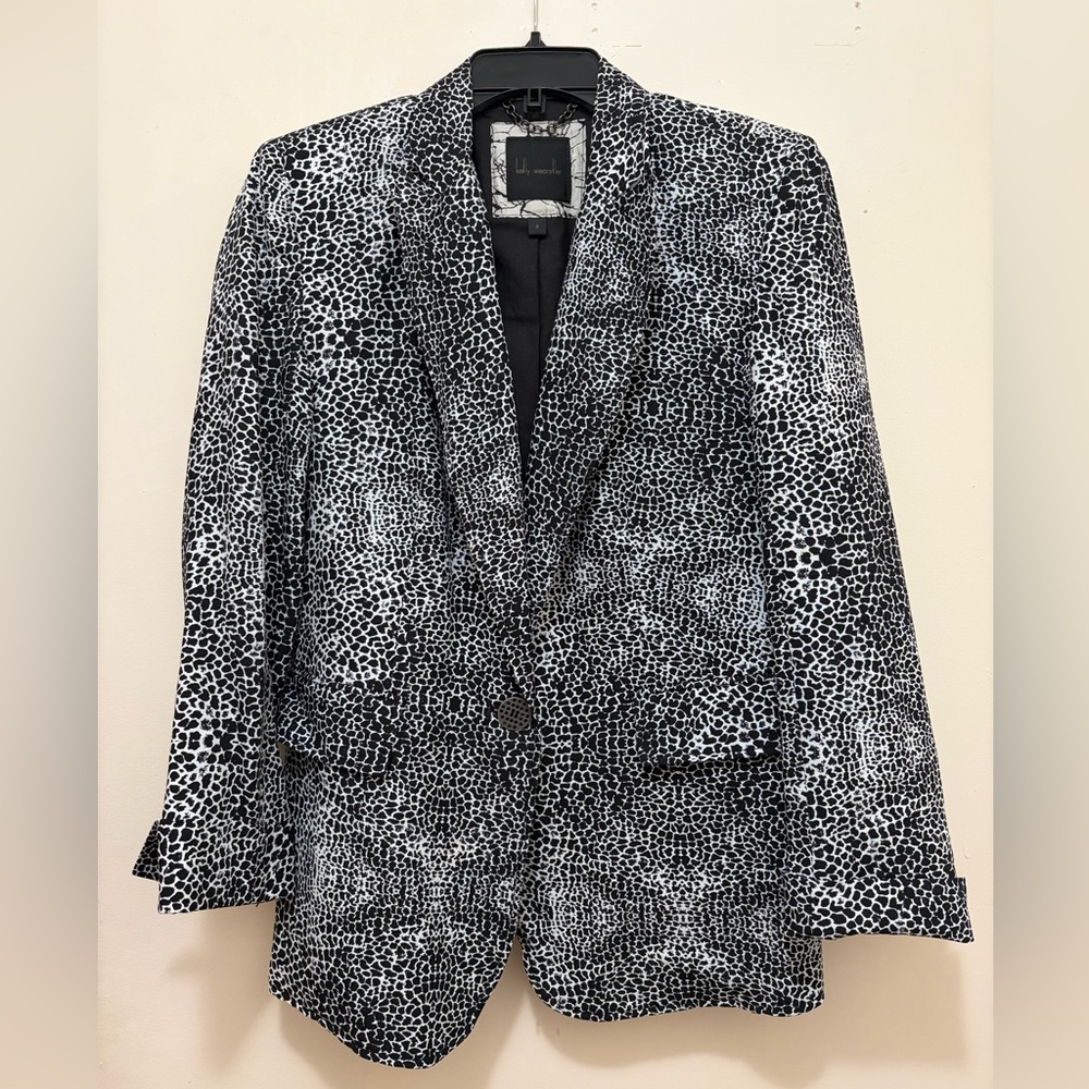 Kelly Wearstler Black and White Animal-Print Blazer - Brand new - Size 8